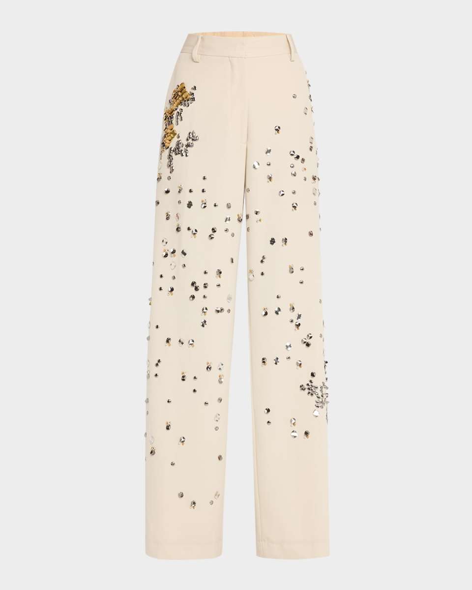 Paxy Embellished Wide-Leg Pants